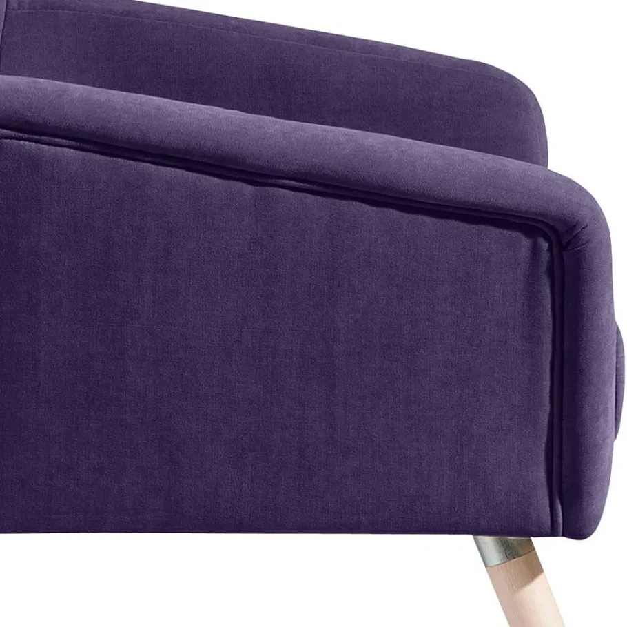 Best Velours Sessel in Violett und Buche Natur - Cunnar Sessel