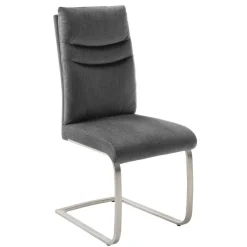 Sale Velours-Freischwinger in Anthrazit - Vioriga (2er Set) Sessel