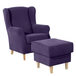 Sale Velours-Ohrensessel in Violett mit Buche - Antonia Sessel