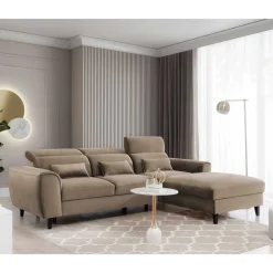 Viersitzer Wohnlandschaft in Beige Veloursstoff - Ladeus Betten|Sofas