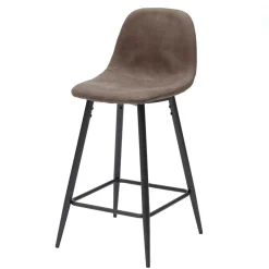 Vintage Barhocker mit Lehne Dorisa Kunstleder Taupe (2er Set) Hocker