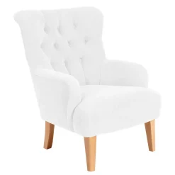 Best Vintage Designsessel in Creme und Buche - Ardit Sessel