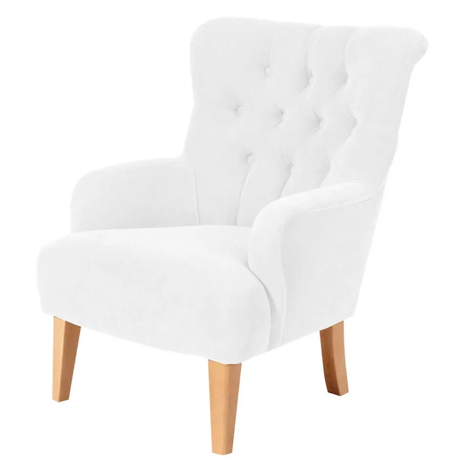 Best Vintage Designsessel in Creme und Buche - Ardit Sessel