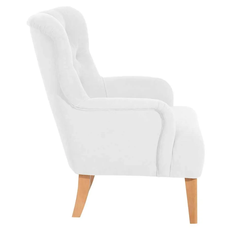 Best Vintage Designsessel in Creme und Buche - Ardit Sessel