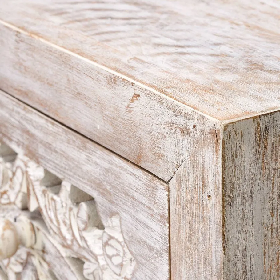 Vintage Hochkommode aus Mangoholz White Wash - Fudorus Kommoden