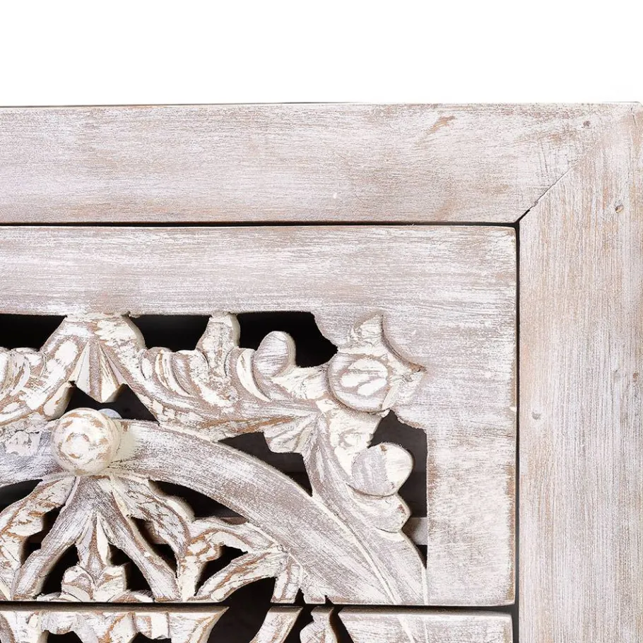 Vintage Hochkommode aus Mangoholz White Wash - Fudorus Kommoden