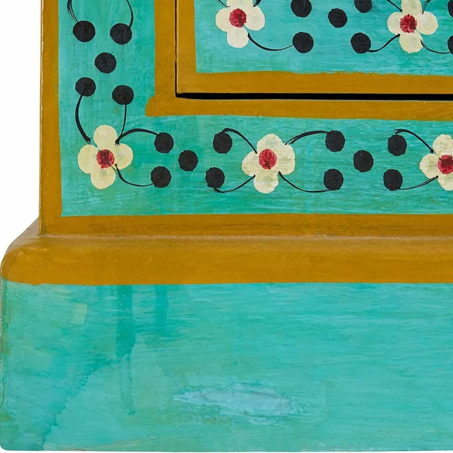 Vintage Holzschrank bunt bemalt - Lennlo Vitrinen