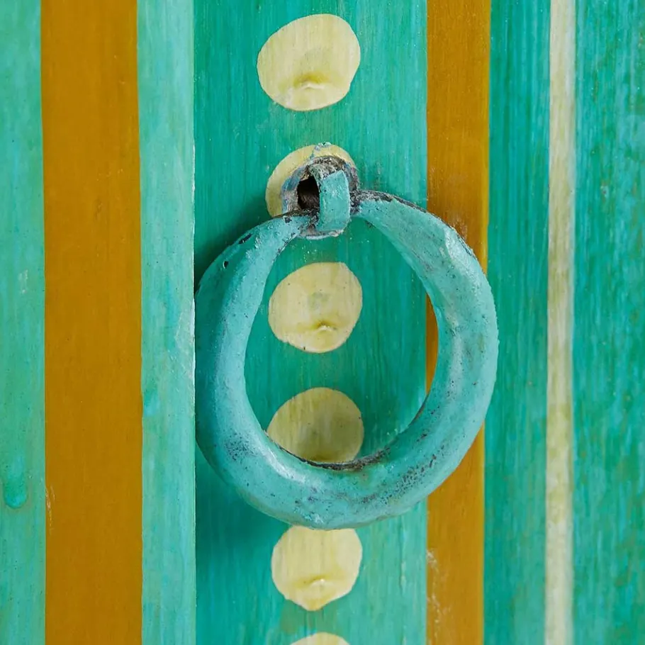 Vintage Holzschrank bunt bemalt - Lennlo Vitrinen