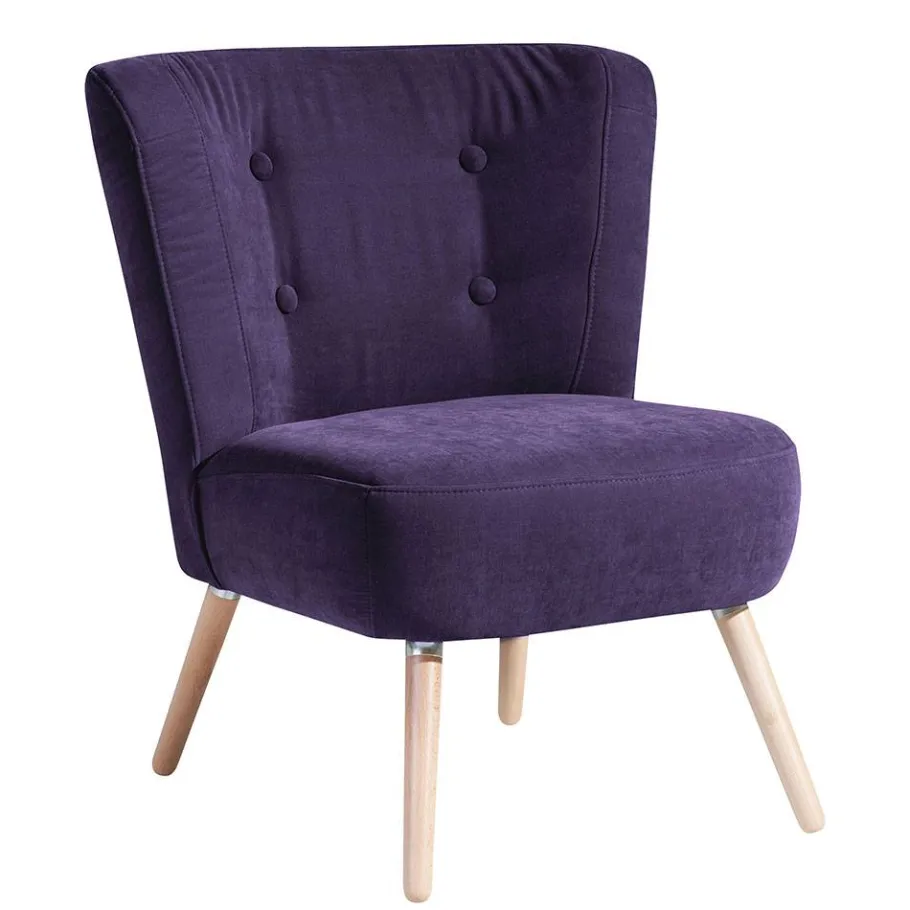 Sale Vintage Look Sessel in Violett Velours - Casir Sessel