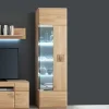 Vitrine in 60cm Breite Pontros Eiche Bianco teilmassiv Vitrinen
