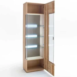 Vitrine in 60cm Breite Pontros Eiche Bianco teilmassiv Vitrinen