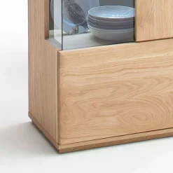 Vitrine in 60cm Breite Pontros Eiche Bianco teilmassiv Vitrinen