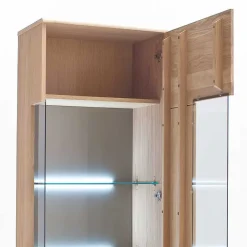 Vitrine in 60cm Breite Pontros Eiche Bianco teilmassiv Vitrinen