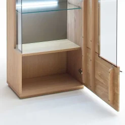 Vitrine in 60cm Breite Pontros Eiche Bianco teilmassiv Vitrinen