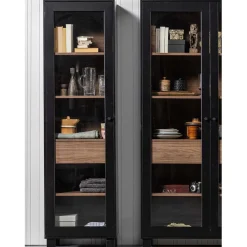 Vitrine in Schwarz & Walnuss Optik - Rabad Vitrinen