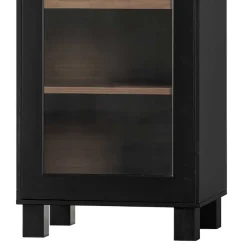 Vitrine in Schwarz & Walnuss Optik - Rabad Vitrinen