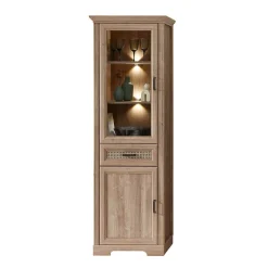 Vitrinenschrank in Eiche Optik mit LED - Barack Vitrinen