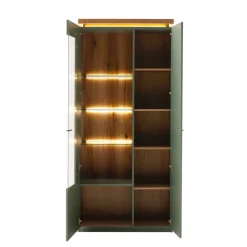 Vitrinenschrank in Graugrün - Kwin Vitrinen