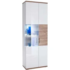 Vitrinenschrank in Hochglanz Weiß - Icadro Vitrinen