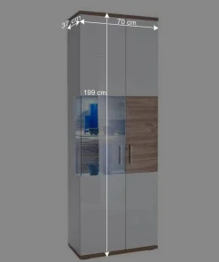 Vitrinenschrank in Hochglanz Weiß - Icadro Vitrinen