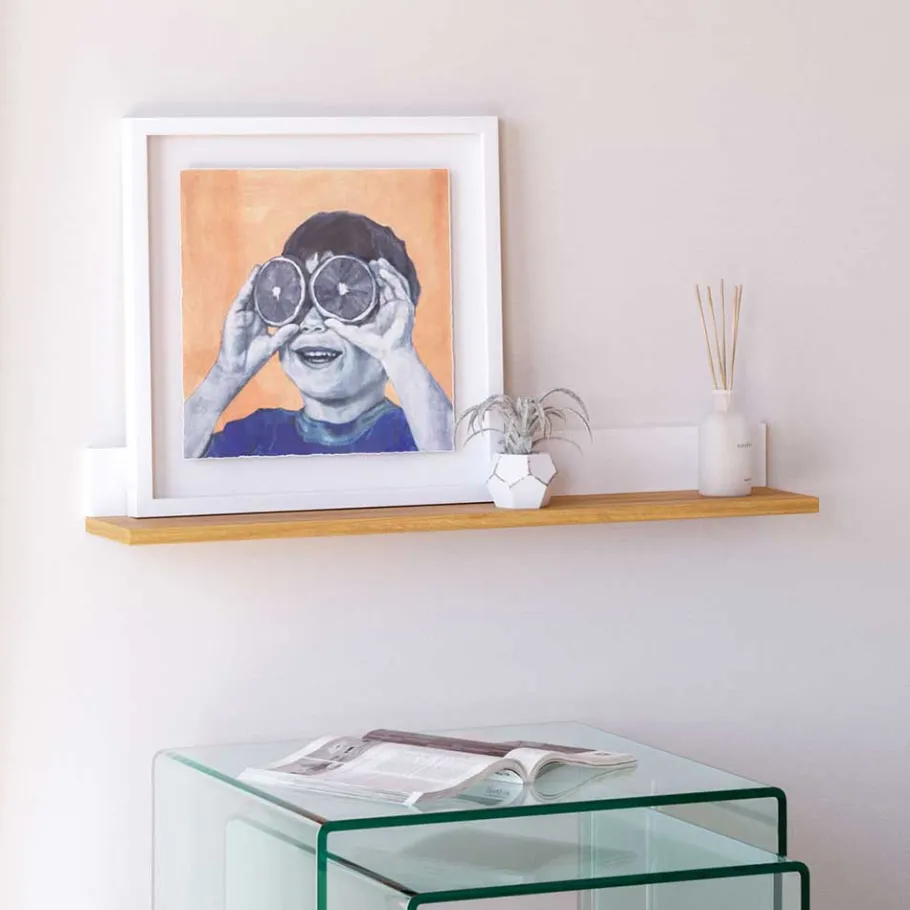 Sale Wandboard in Eiche Furnier & Weiß - Elastian Regale