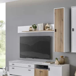 Outlet Wandboard in Mattweiß und Wildeiche - Nenaloro Regale