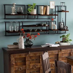 Outlet Wandhängeregal aus Recyclingholz Teak - Solapura Regale