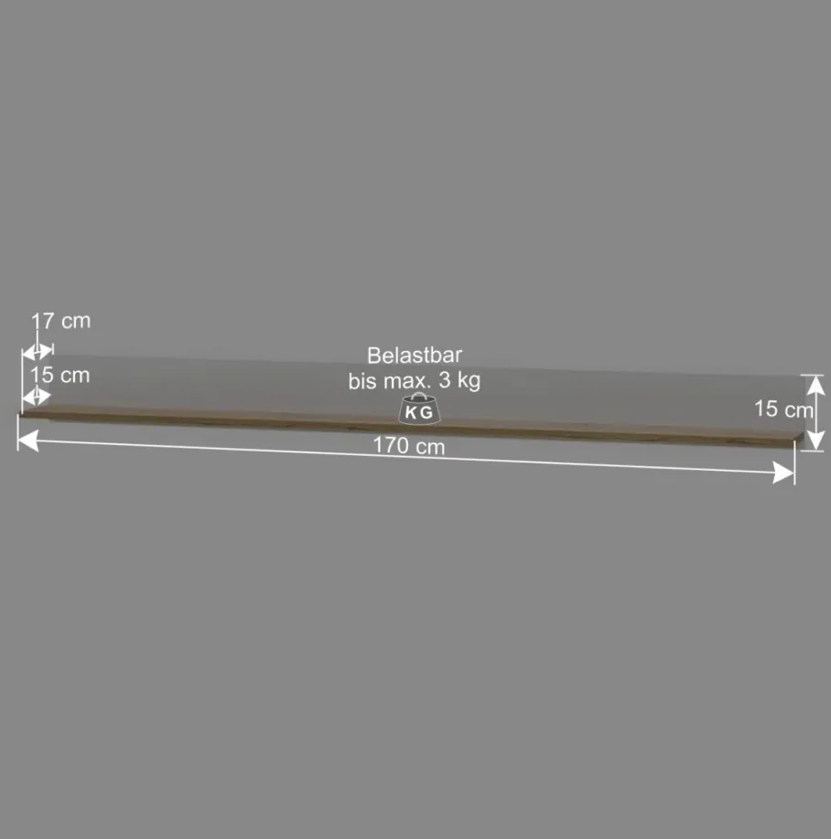 Sale Wandregal Hängeboard 170 cm breit - Nonessia Regale