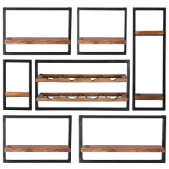Best Wandregal Set aus Metall & Massivholz - Fiorda (siebenteilig) Regale