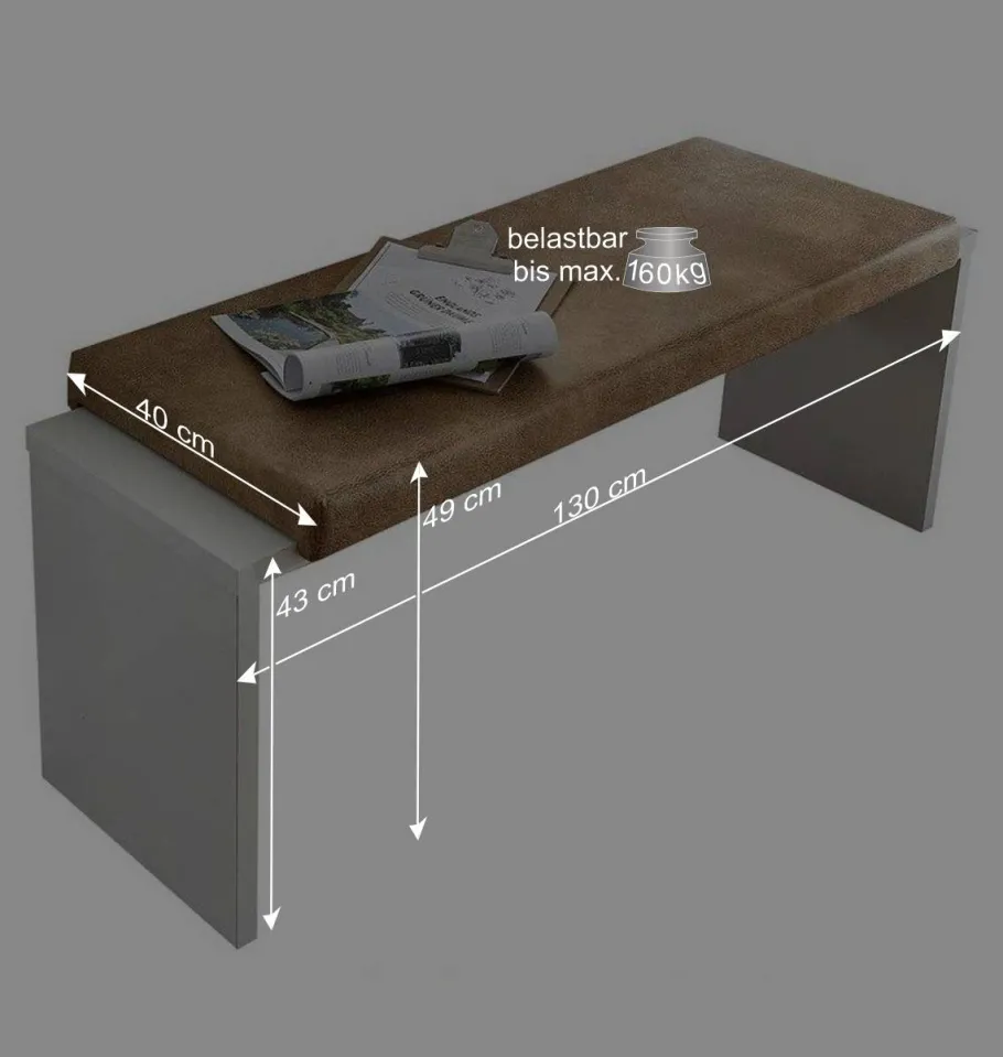 Online Weiße Esstisch Bank mit Sitzkissen - Connassa Sitzbank
