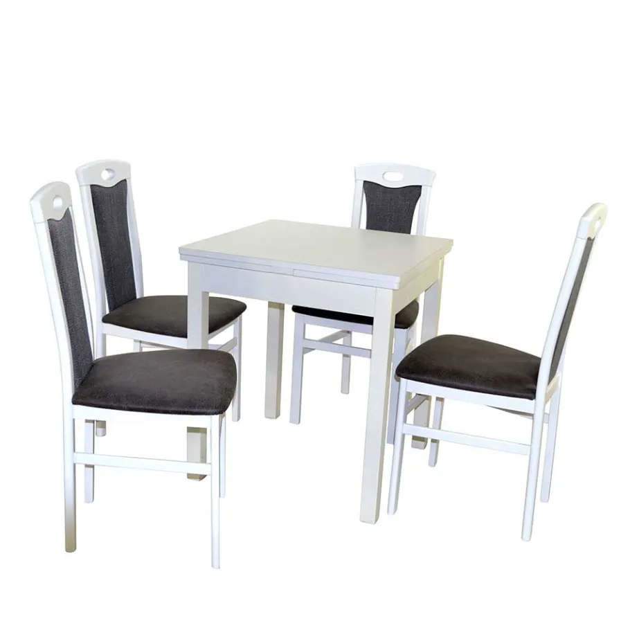Weiße Esstisch Gruppe Set - Veromica (fünfteilig) Sitzgruppe