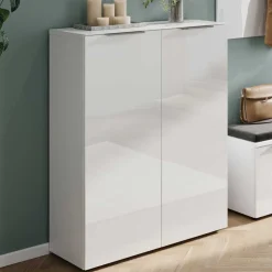 Hot Weiße Flureinrichtung mit Glasbeschichtung - Kofi (fünfteilig) Garderoben