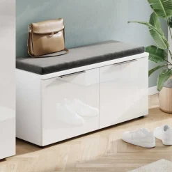 Hot Weiße Flureinrichtung mit Glasbeschichtung - Kofi (fünfteilig) Garderoben