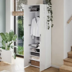 Hot Weiße Flureinrichtung mit Glasbeschichtung - Kofi (fünfteilig) Garderoben