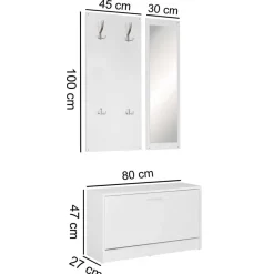 Weiße Garderobenmöbel Set - Mats (dreiteilig) Garderoben