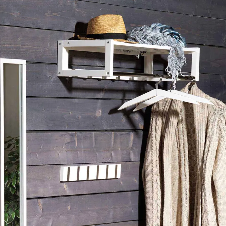 Weiße Hängegarderobe aus Massivholz - Gorfu Garderoben