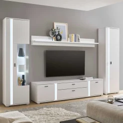 WeiĂe TV Anbauwand Möbelset - Tirol (vierteilig) WohnwĂ€nde