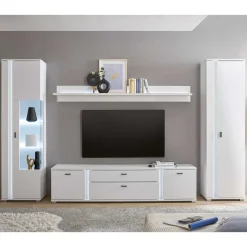 Weiße TV Anbauwand Möbelset - Tirol (vierteilig) Wohnwände