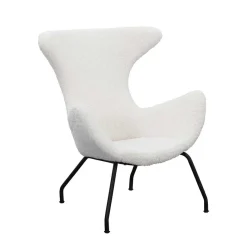 Weißer Design Ohrensessel mit Plüschbezug - Nicrobar Sessel