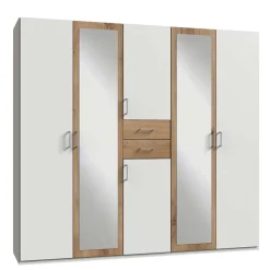 New Weißer Kleiderschrank mit Plankeneiche 225 cm breit - Leela Kleiderschränke|Schränke