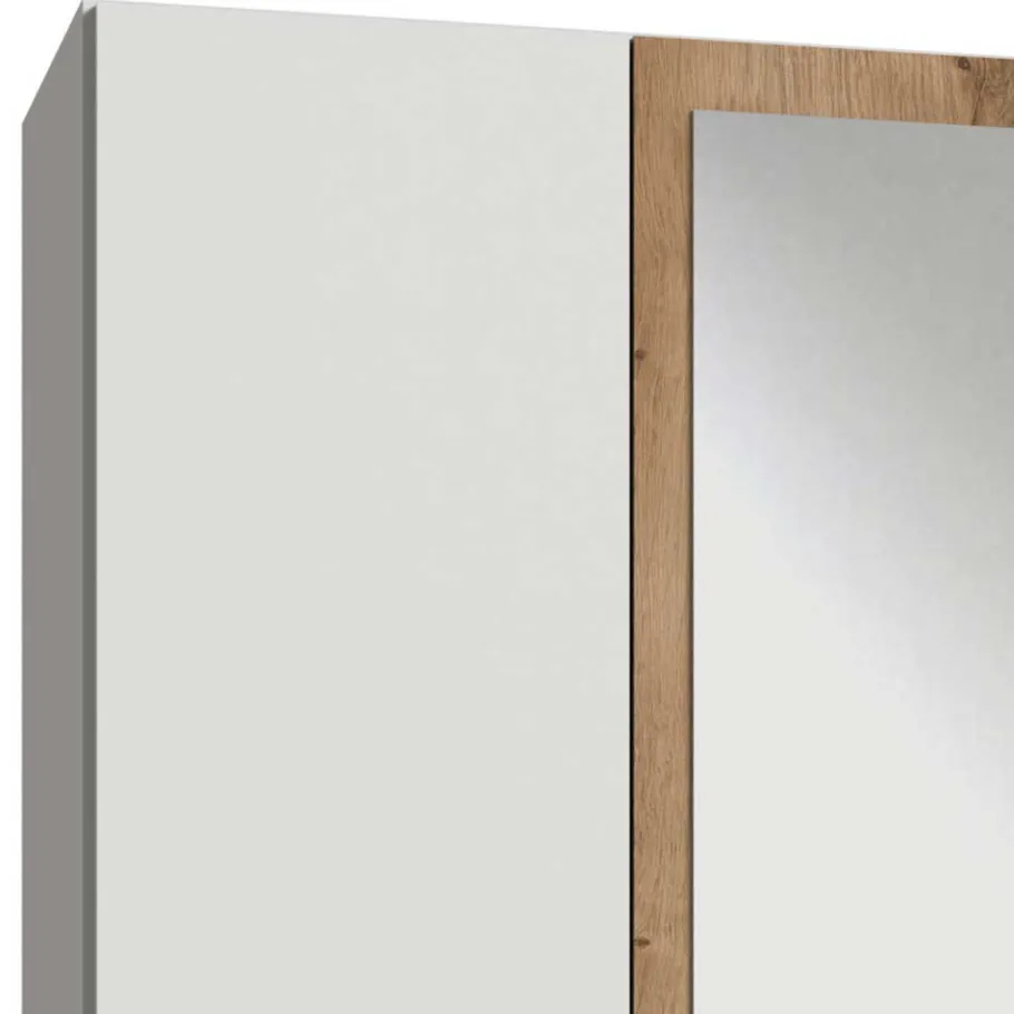 New Weißer Kleiderschrank mit Plankeneiche 225 cm breit - Leela Kleiderschränke|Schränke
