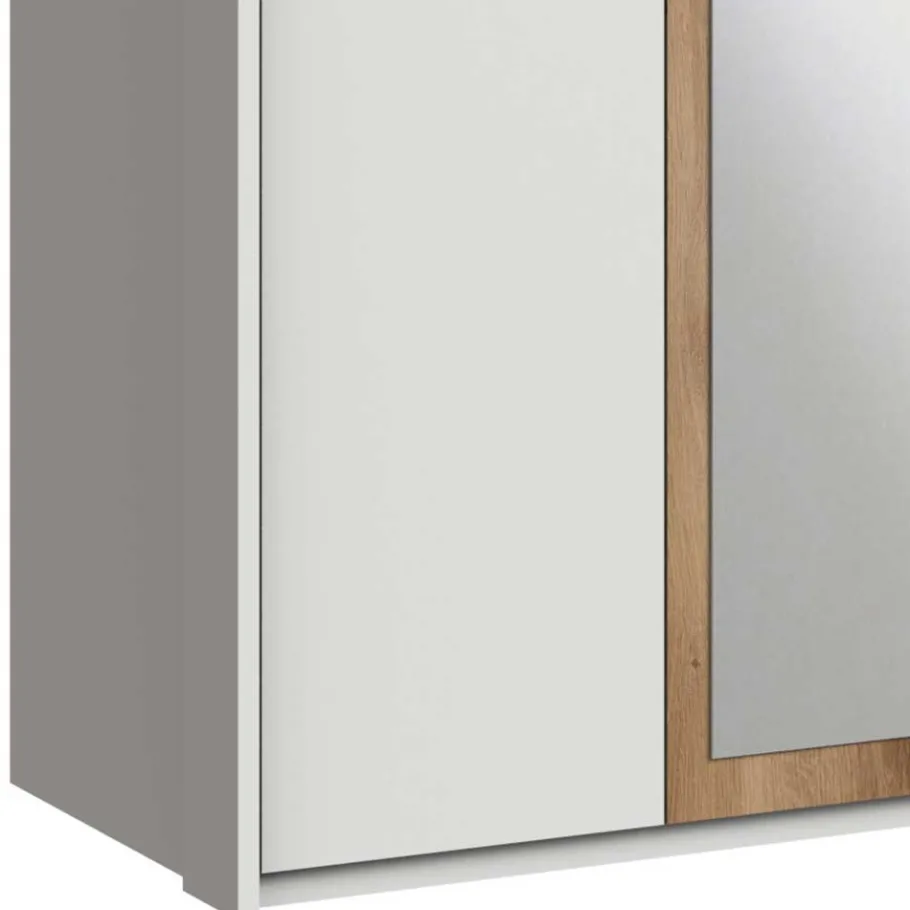 New Weißer Kleiderschrank mit Plankeneiche 225 cm breit - Leela Kleiderschränke|Schränke