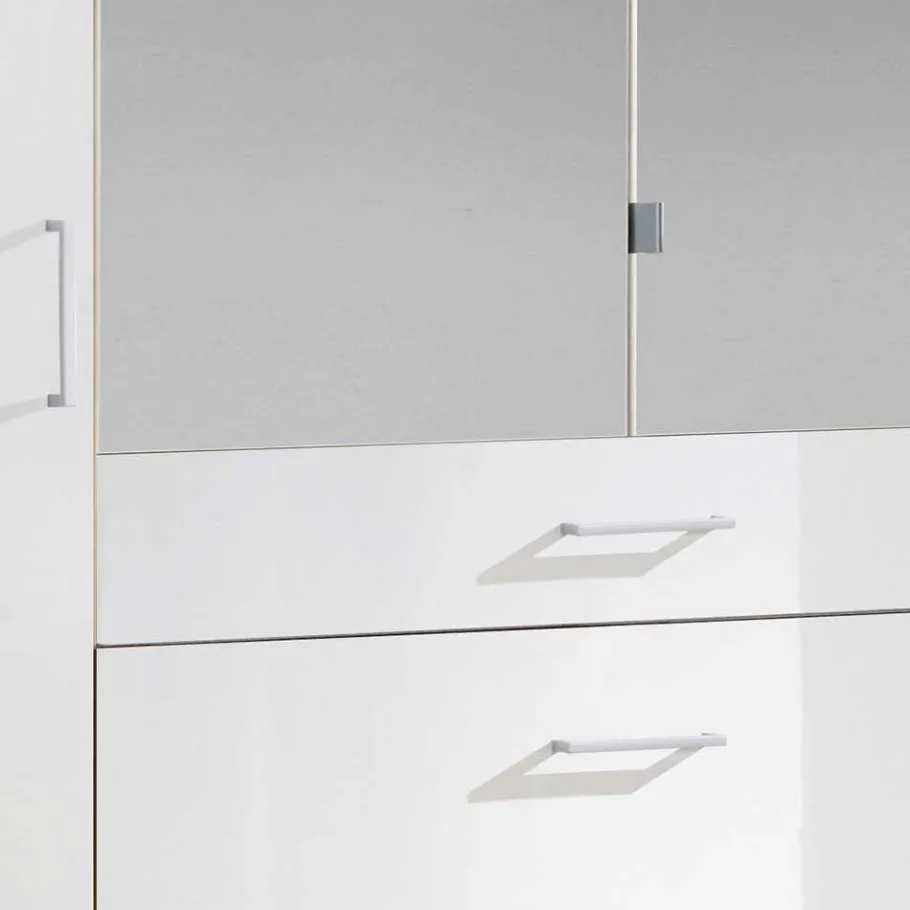 Weißer Kleiderschrank mit Spiegel - 179x199x58 cm - Venture Kleiderschränke