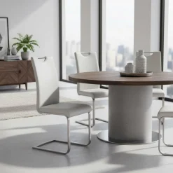 Sale Weißer Kunstleder Stuhl mit Griff Kanama & Schwinggestell Edelstahl (4er Set) Sessel