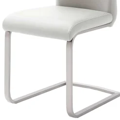 Sale Weißer Kunstleder Stuhl mit Griff Kanama & Schwinggestell Edelstahl (4er Set) Sessel
