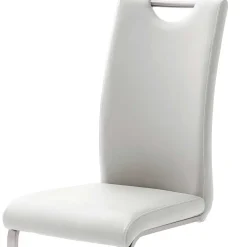 Sale Weißer Kunstleder Stuhl mit Griff Kanama & Schwinggestell Edelstahl (4er Set) Sessel