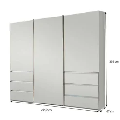 Outlet Weißer Schiebetürenschrank 3-türig - Fachet Kleiderschränke|Schränke
