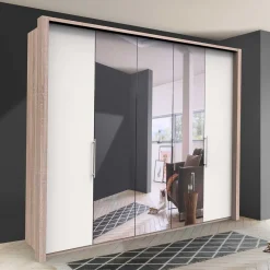 Outlet Weißer Schlafzimmer-Schrank mit Spiegeln - Vaclyn Kleiderschränke|Schränke