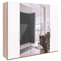 Outlet Weißer Schlafzimmer-Schrank mit Spiegeln - Vaclyn Kleiderschränke|Schränke