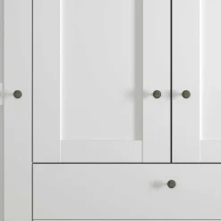 Discount Weißer Schlafzimmerschrank 4-türig & 3 Schubladen - Flinn I Kleiderschränke